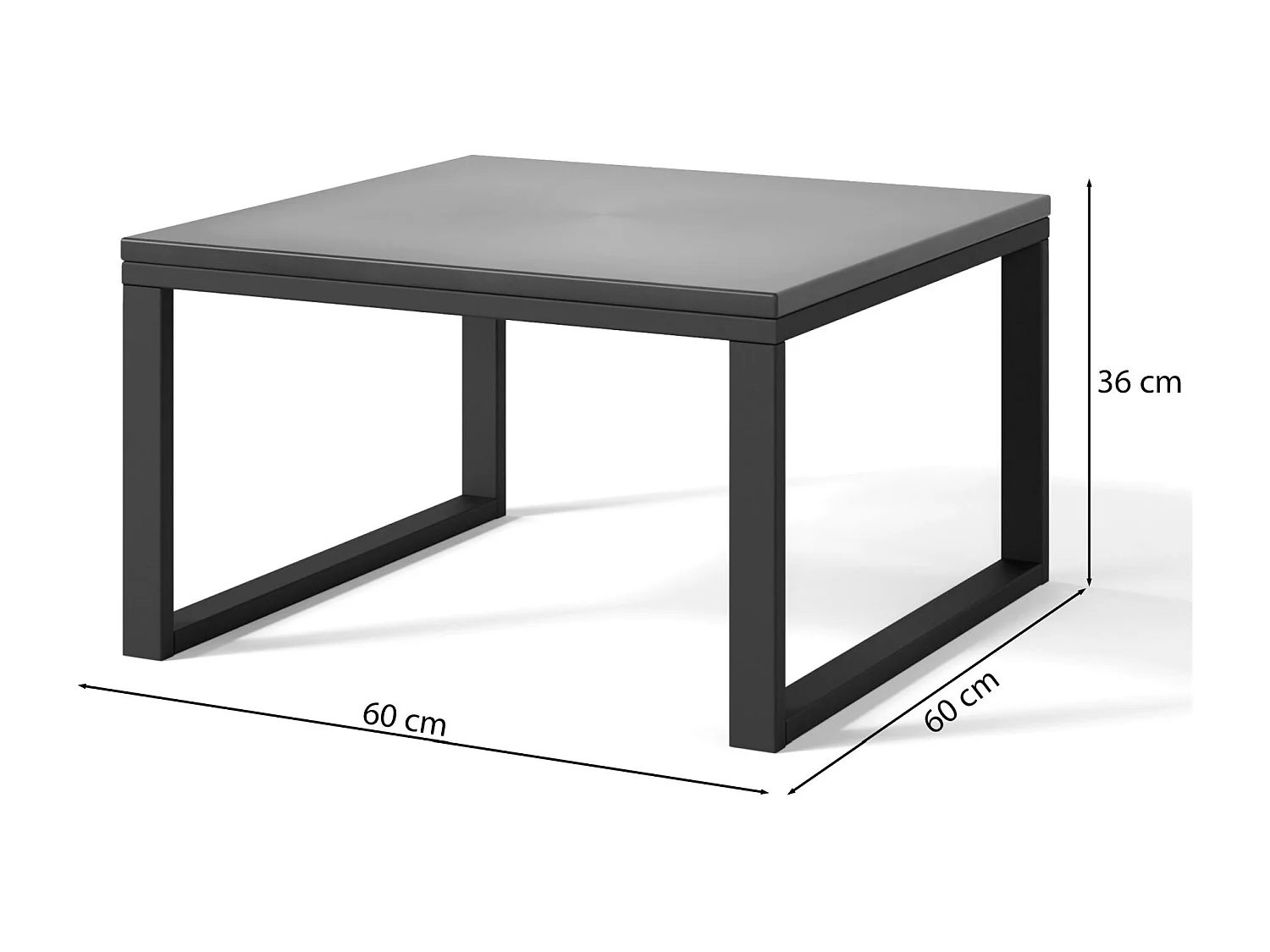 Gartentisch - Betonoptik / graues Gestell - 60x60 cm - DYWILLY