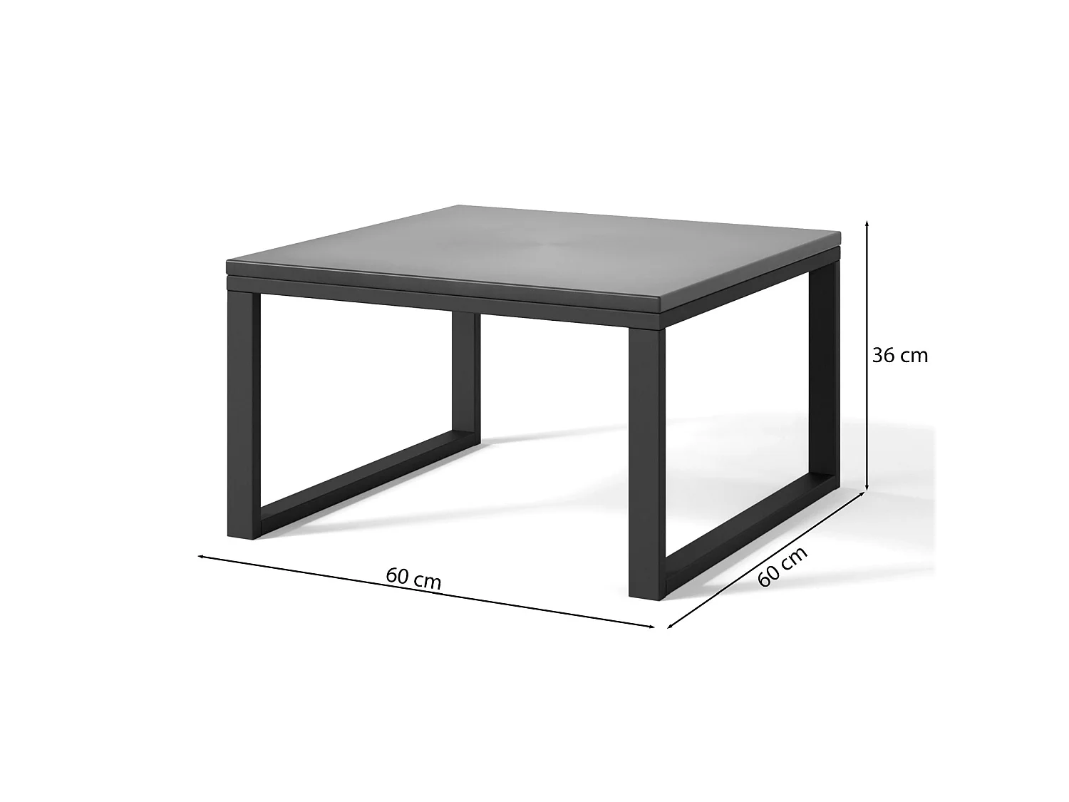 Gartentisch - Betonoptik / schwarzes Gestell - 60x60 cm