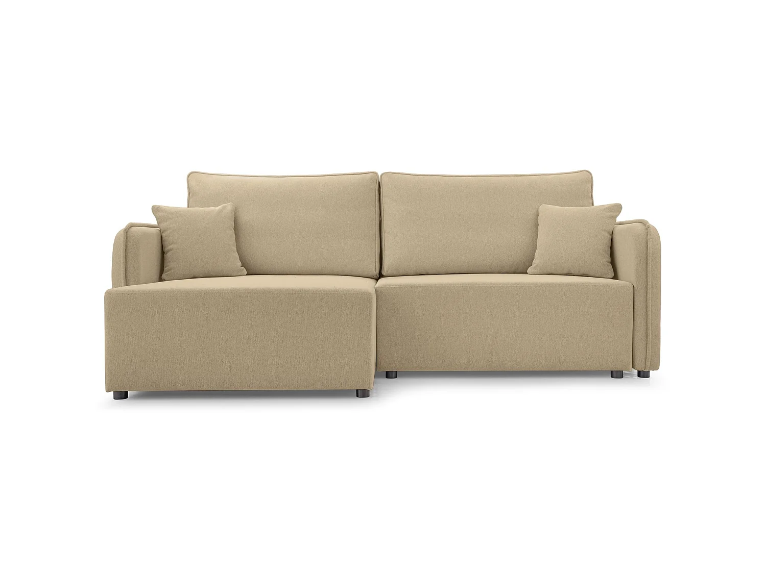 Canapé d'angle convertible 3 places en tissu beige KASSIAN