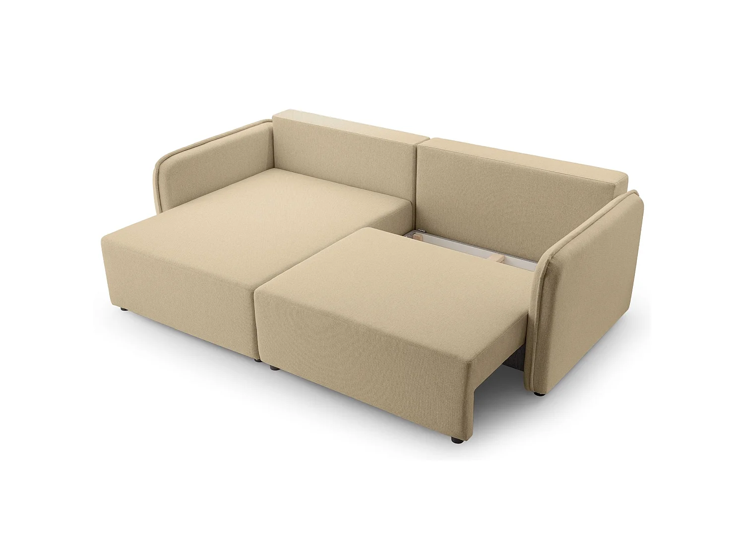 Canapé d'angle convertible 3 places en tissu beige KASSIAN