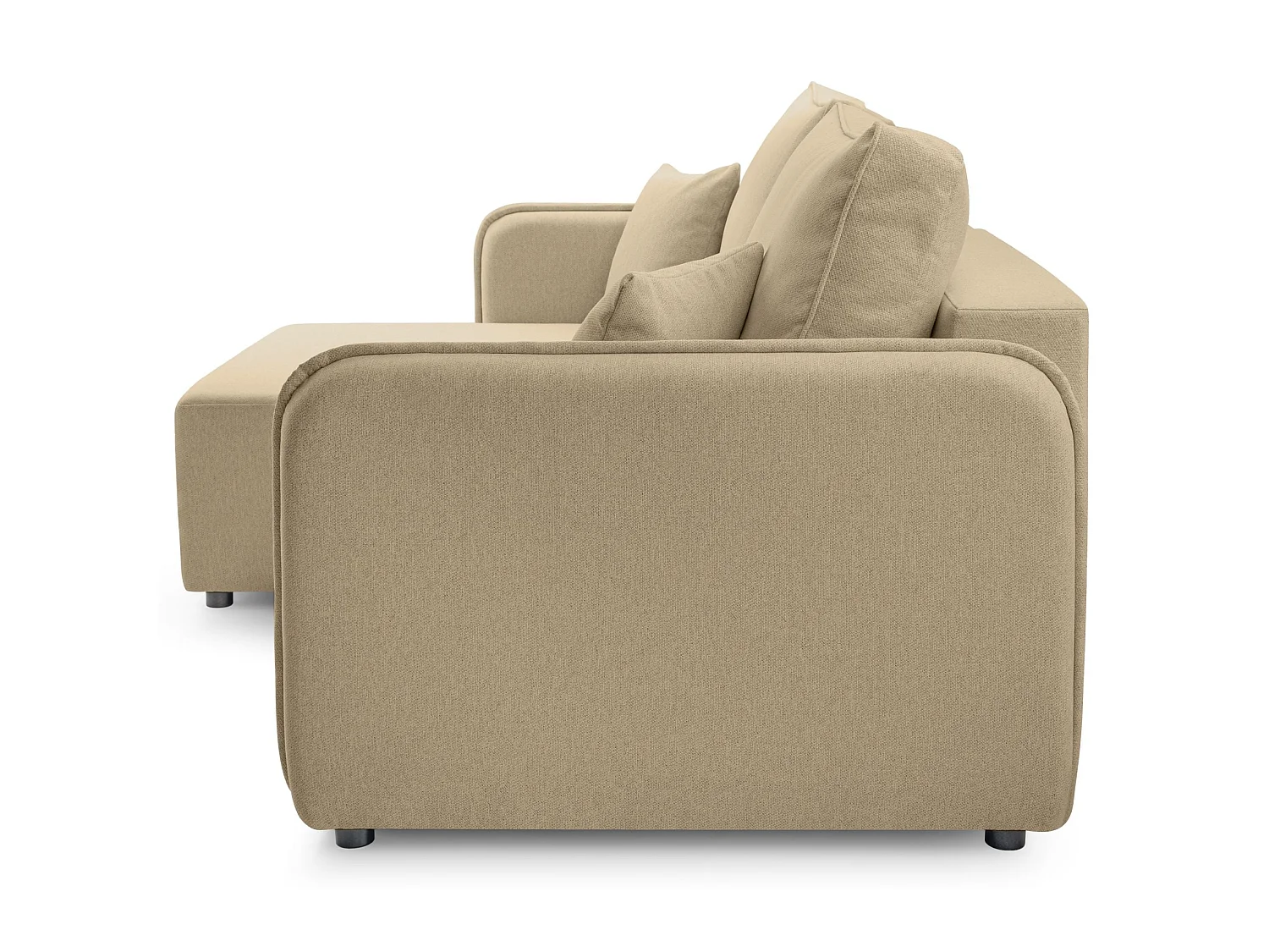 Canapé d'angle convertible 3 places en tissu beige KASSIAN
