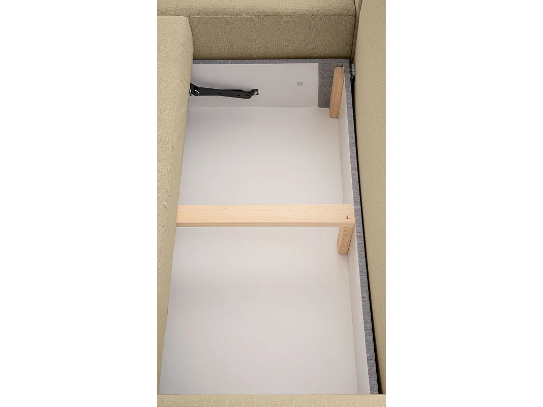Canapé d'angle convertible 3 places en tissu beige KASSIAN