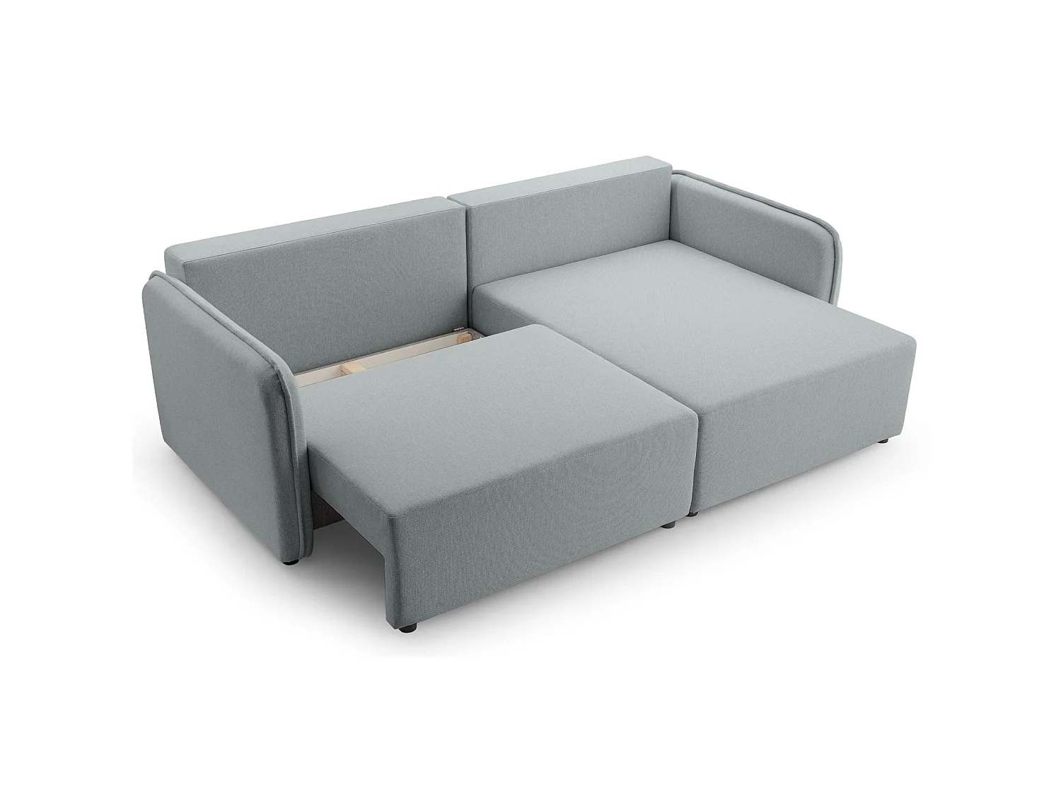 Canapé d'angle convertible 3 places en tissu gris clair KASSIAN