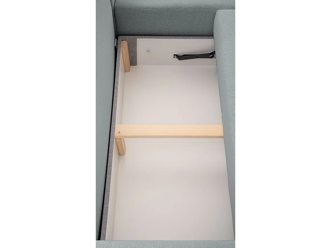 Canapé d'angle convertible 3 places en tissu gris clair KASSIAN