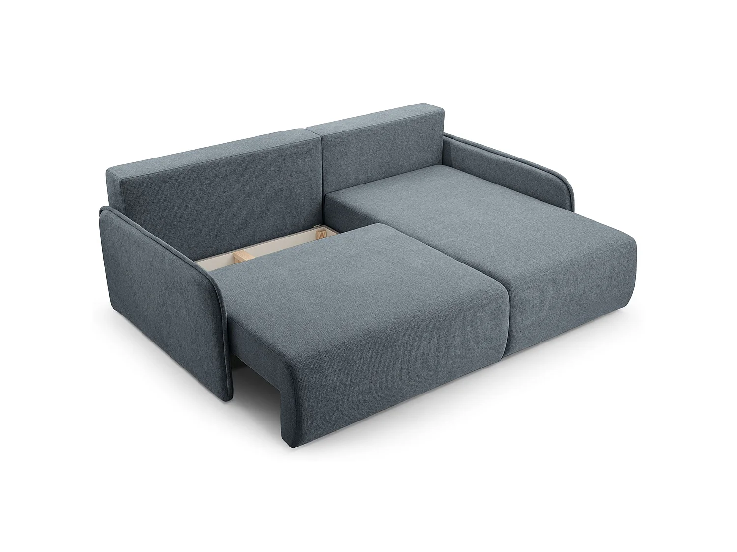 Canapé d'angle convertible 3 places en tissu chenille gris foncé