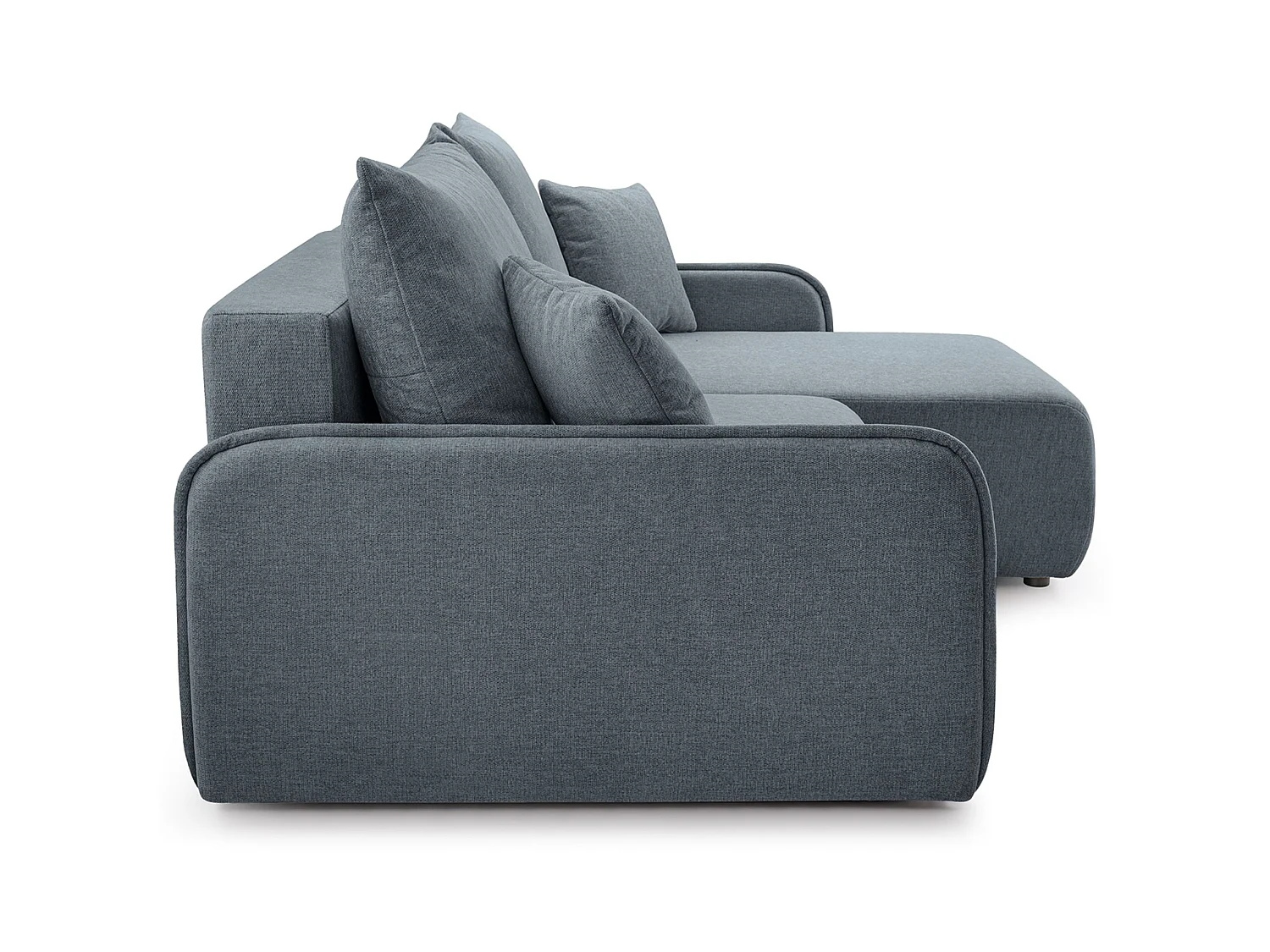Canapé d'angle convertible 3 places en tissu chenille gris foncé