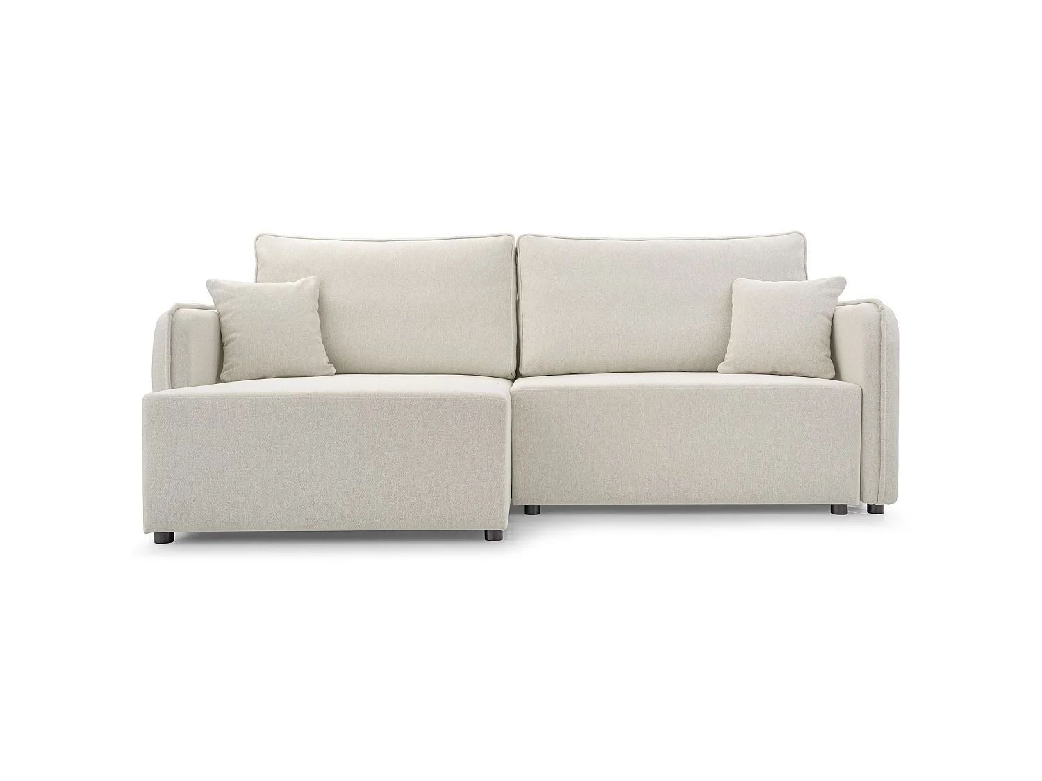 Canapé d'angle convertible 3 places en tissu crème KASSIAN