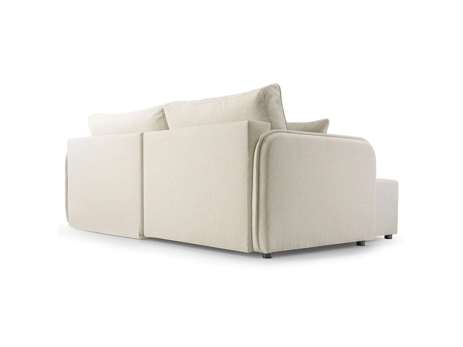 Canapé d'angle convertible 3 places en tissu crème KASSIAN