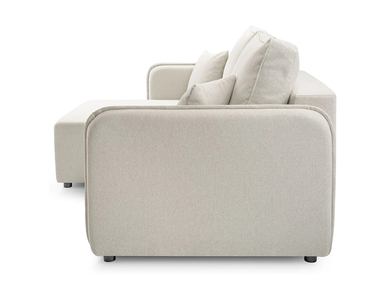Canapé d'angle convertible 3 places en tissu crème KASSIAN