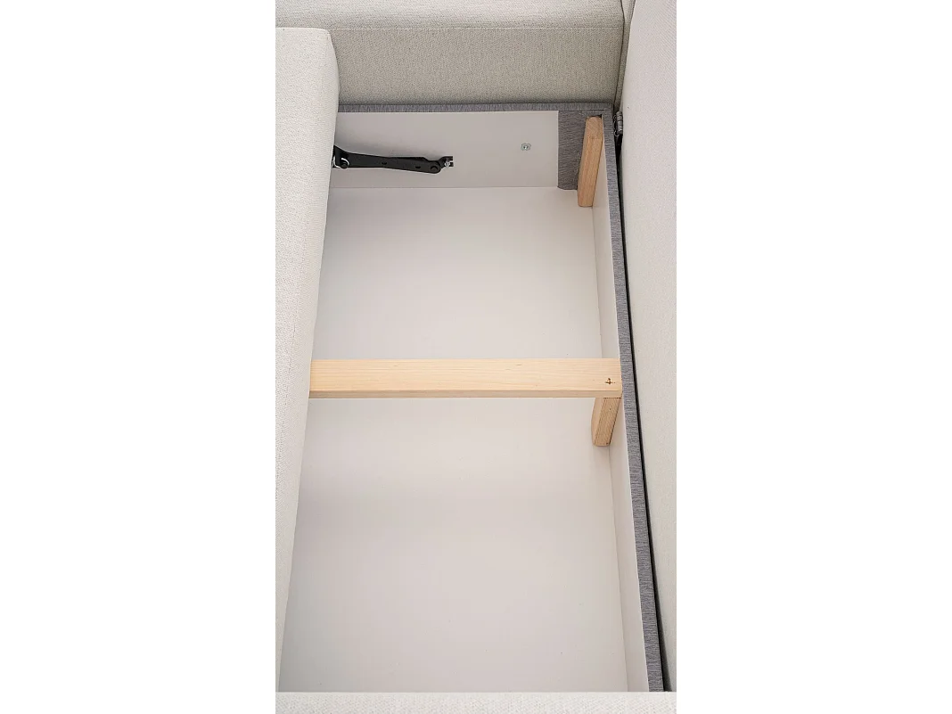 Canapé d'angle convertible 3 places en tissu crème KASSIAN
