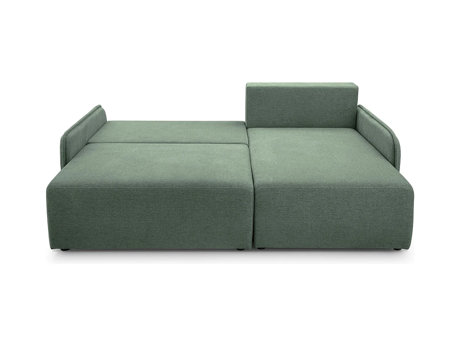 Canapé d'angle convertible – en tissu chenille vert sauge – côté droit – NETARRO