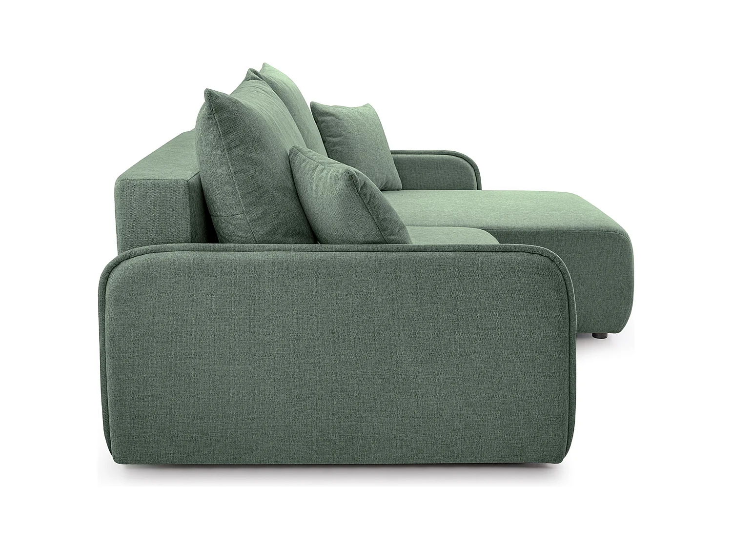 Canapé d'angle convertible – en tissu chenille vert sauge – côté droit – NETARRO