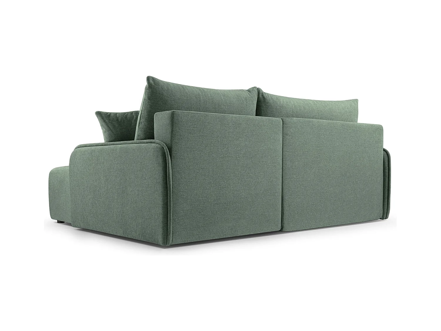 Canapé d'angle convertible – en tissu chenille vert sauge – côté droit – NETARRO