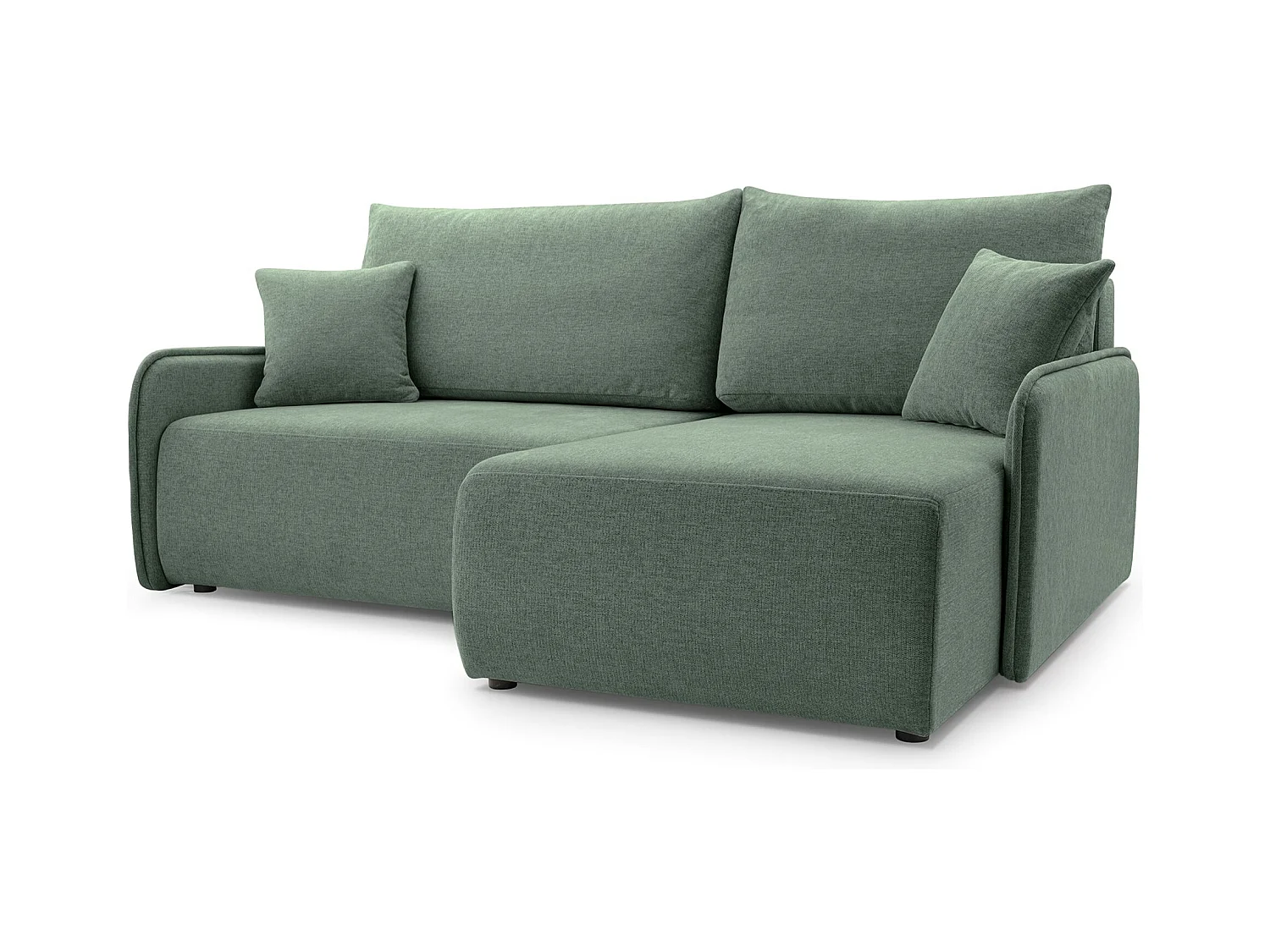 Canapé d'angle convertible – en tissu chenille vert sauge – côté droit – NETARRO