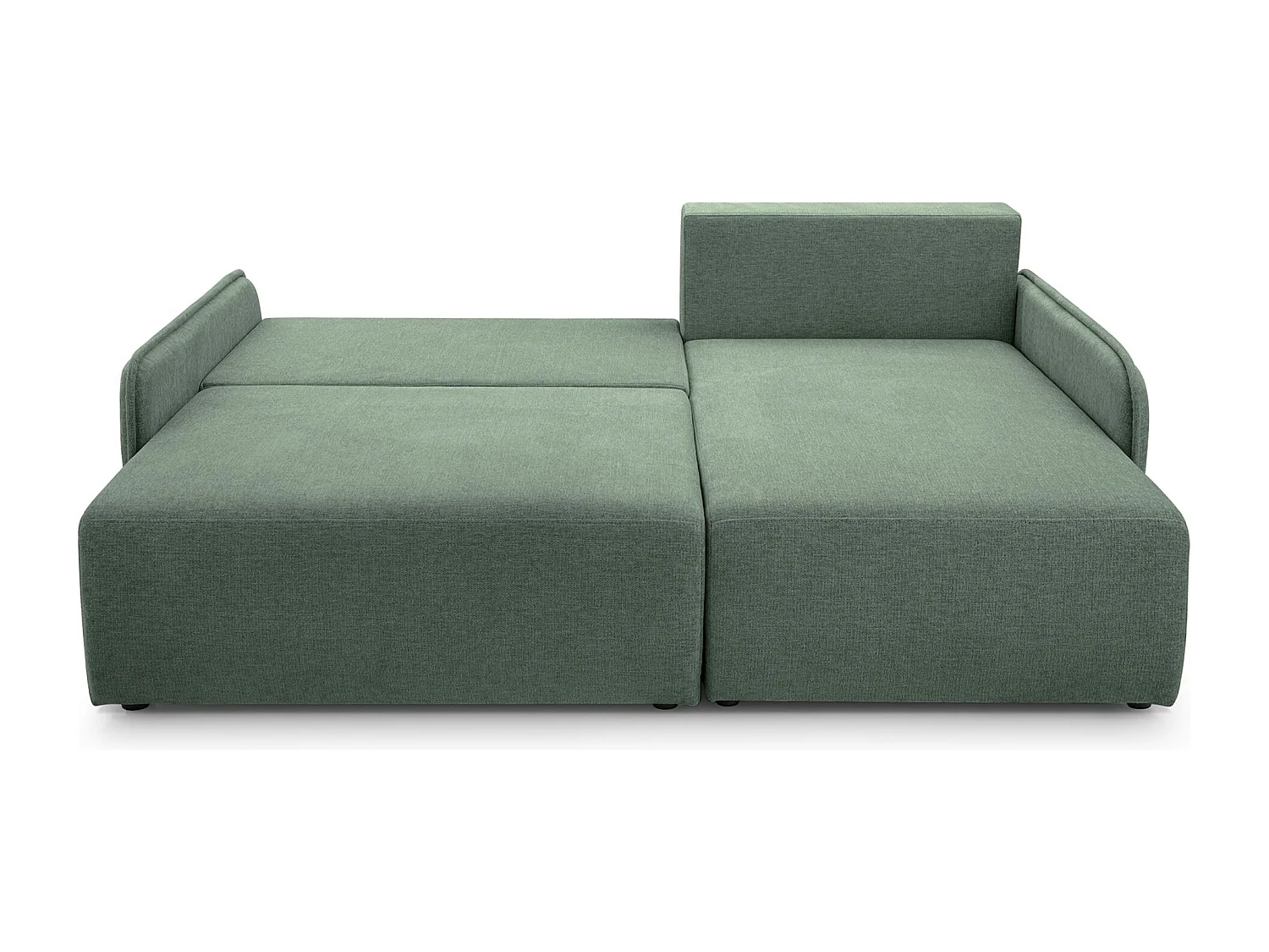 Canapé d'angle convertible – en tissu chenille vert sauge – côté droit – NETARRO