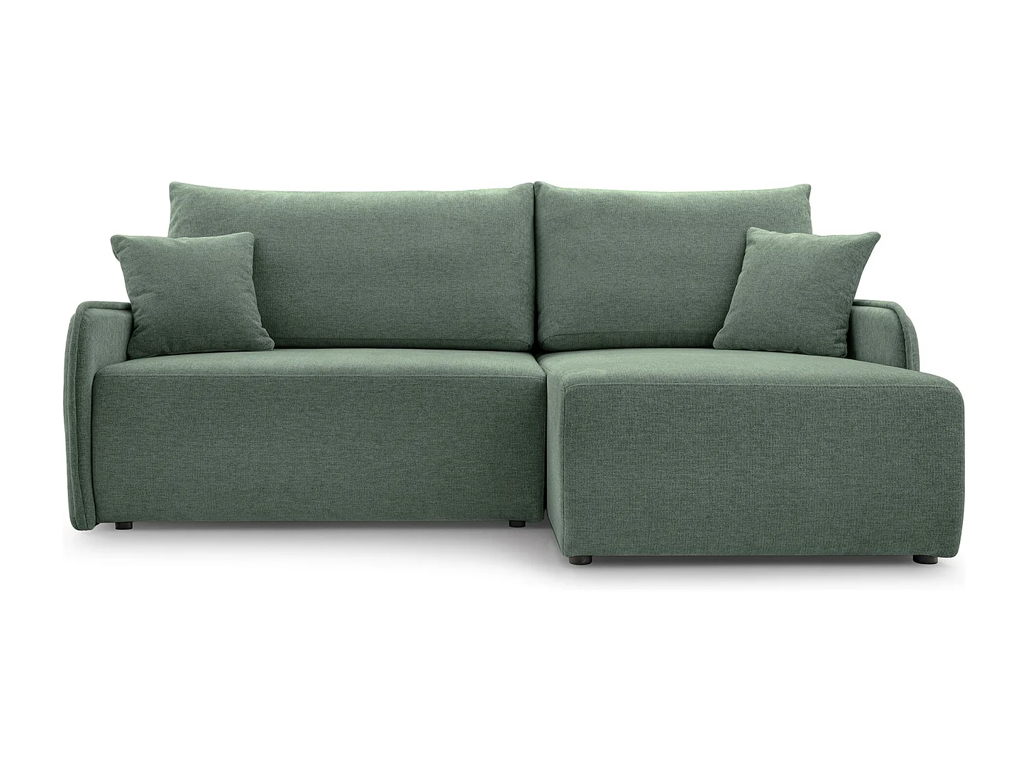 Canapé d'angle convertible – en tissu chenille vert sauge – côté droit – NETARRO