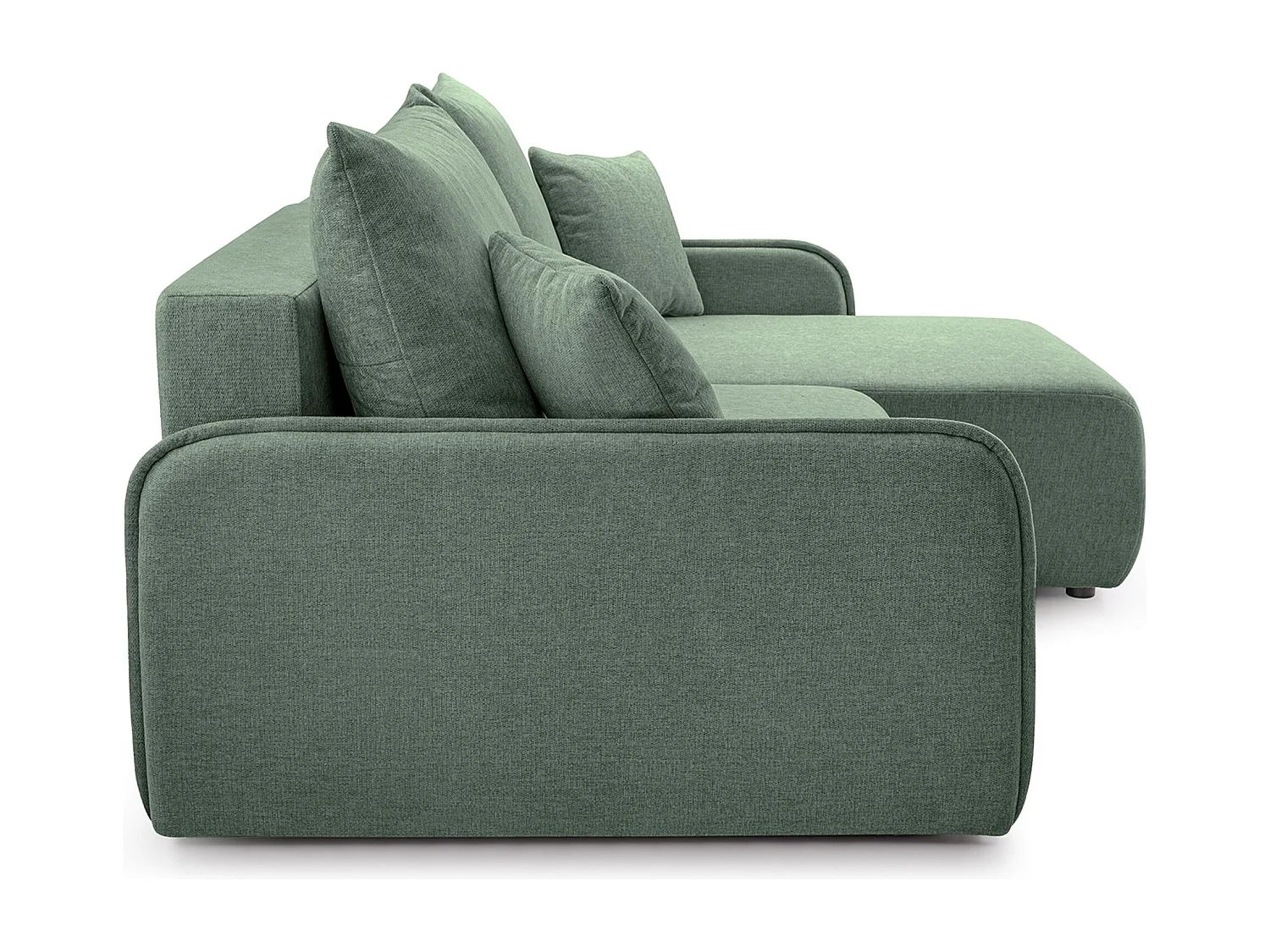 Canapé d'angle convertible – en tissu chenille vert sauge – côté droit – NETARRO