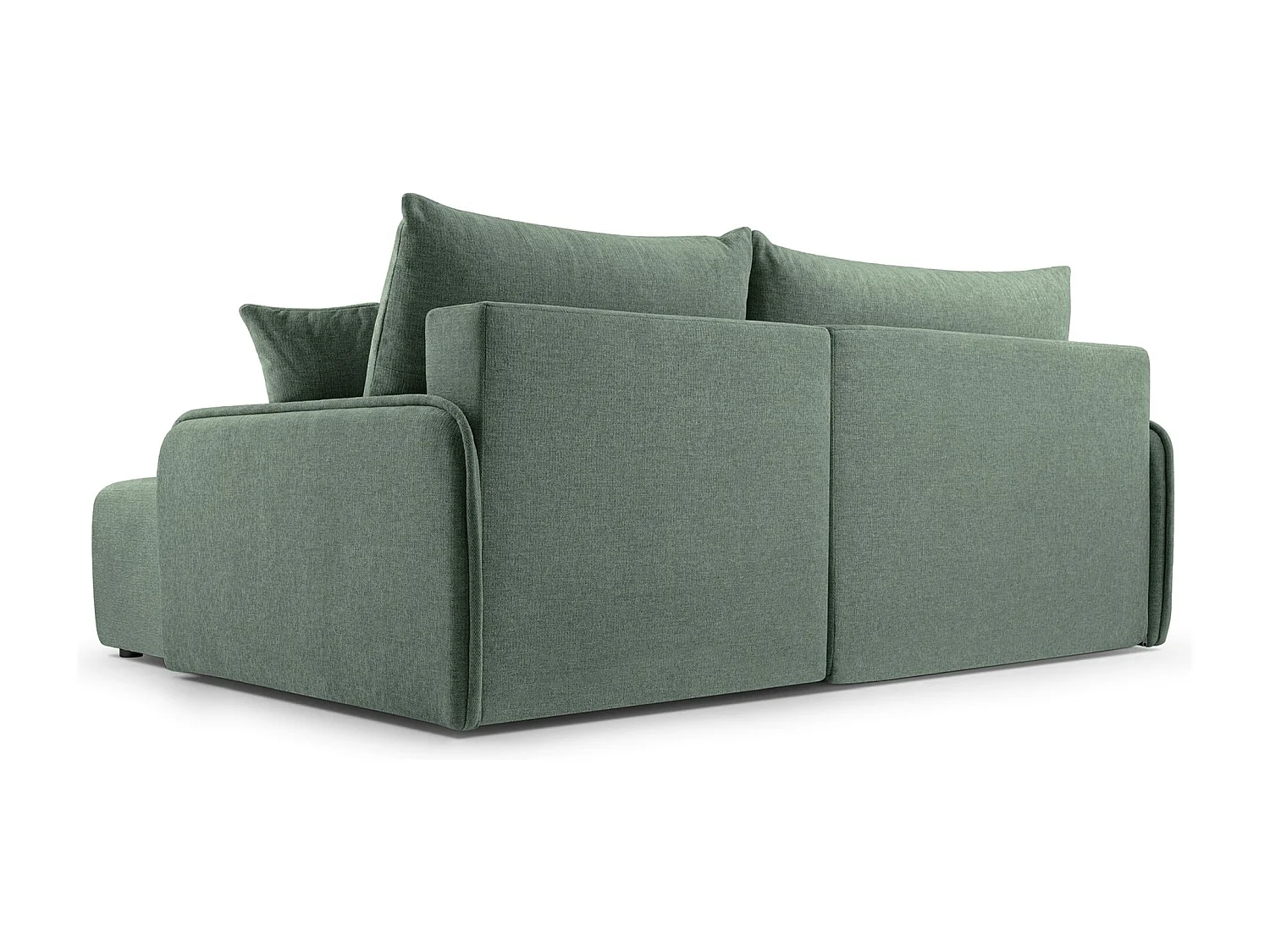 Canapé d'angle convertible – en tissu chenille vert sauge – côté droit – NETARRO