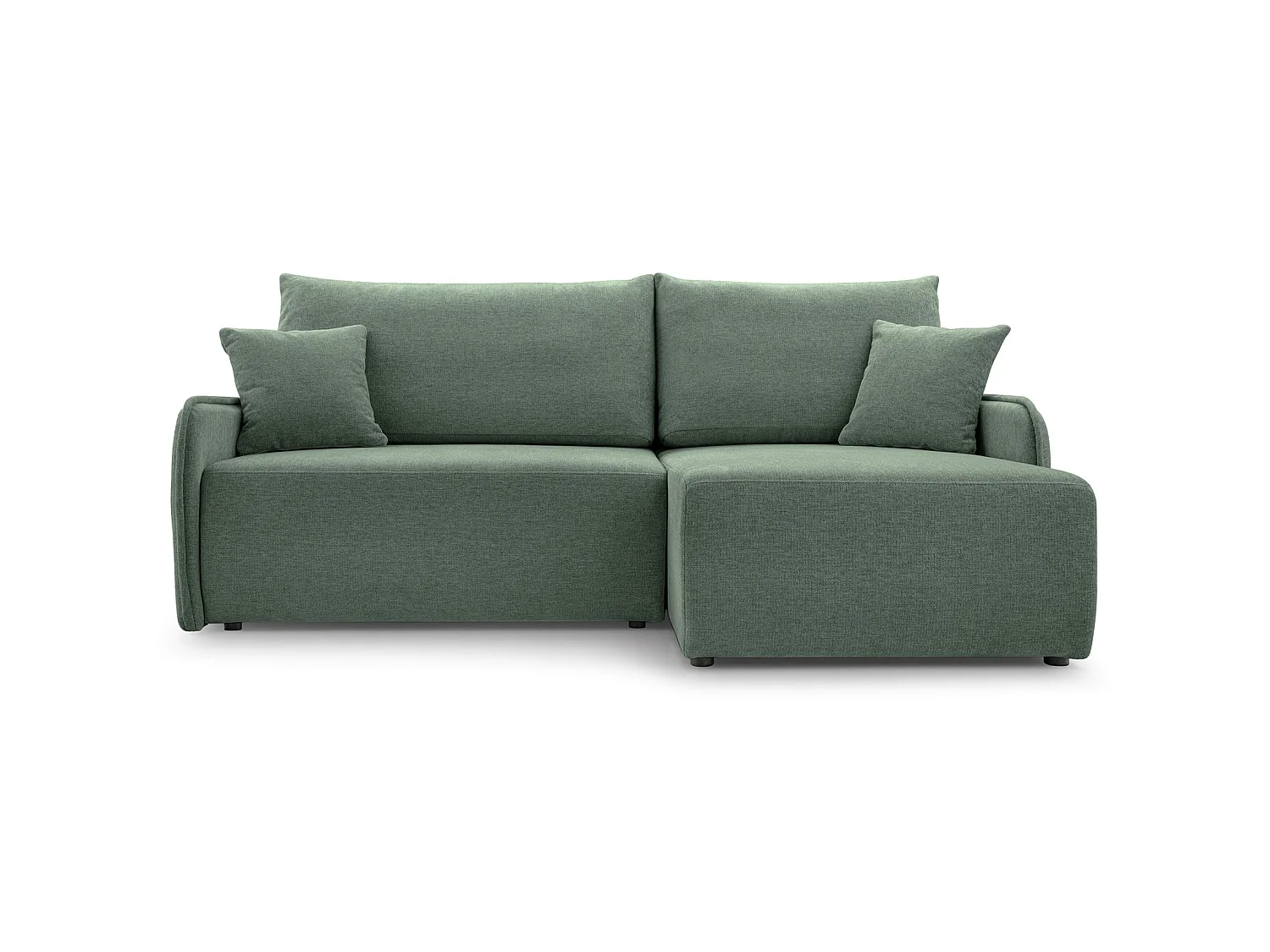 Canapé d'angle convertible 3 places en tissu chenille vert clair