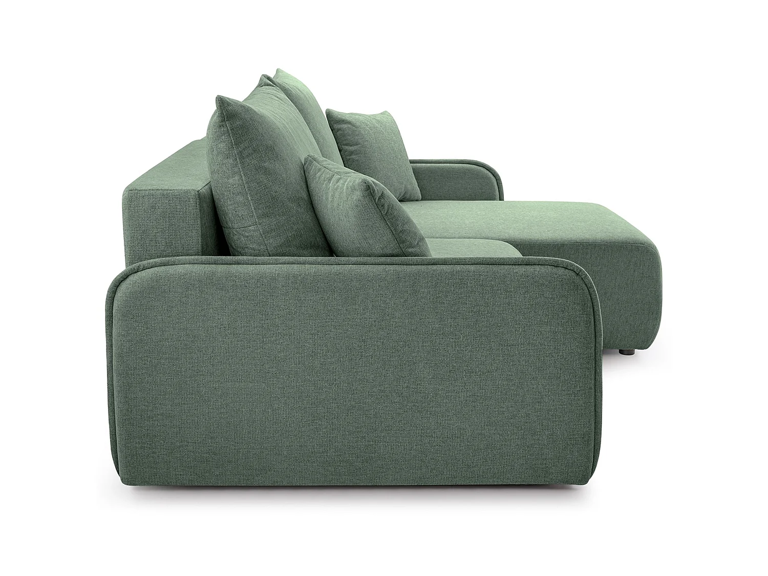Canapé d'angle convertible 3 places en tissu chenille vert clair