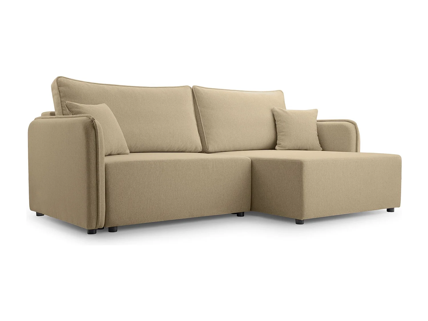 Ecksofa mit Schlaffunktion - Bettkasten - beige - rechts - KASSIAN