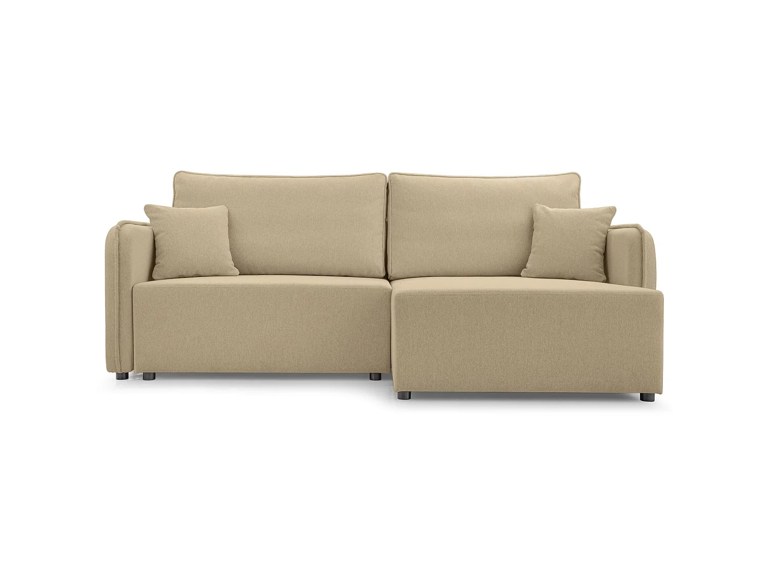 Canapé d'angle convertible 3 places en tissu beige KASSIAN