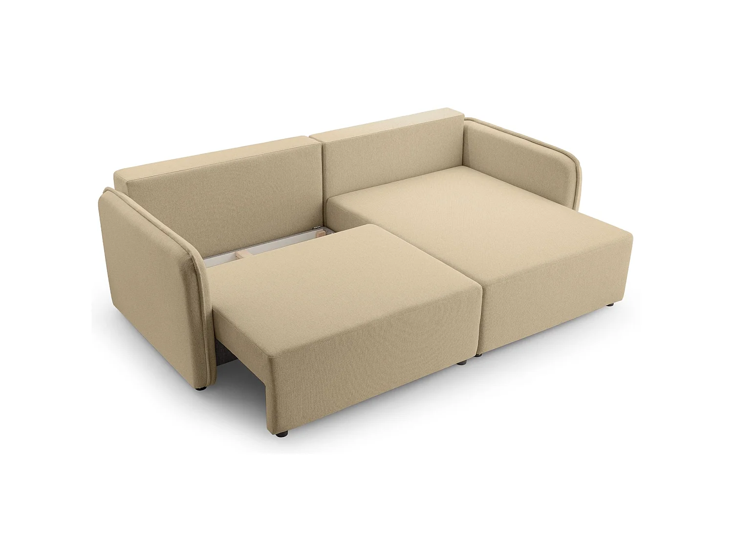 Canapé d'angle convertible 3 places en tissu beige KASSIAN