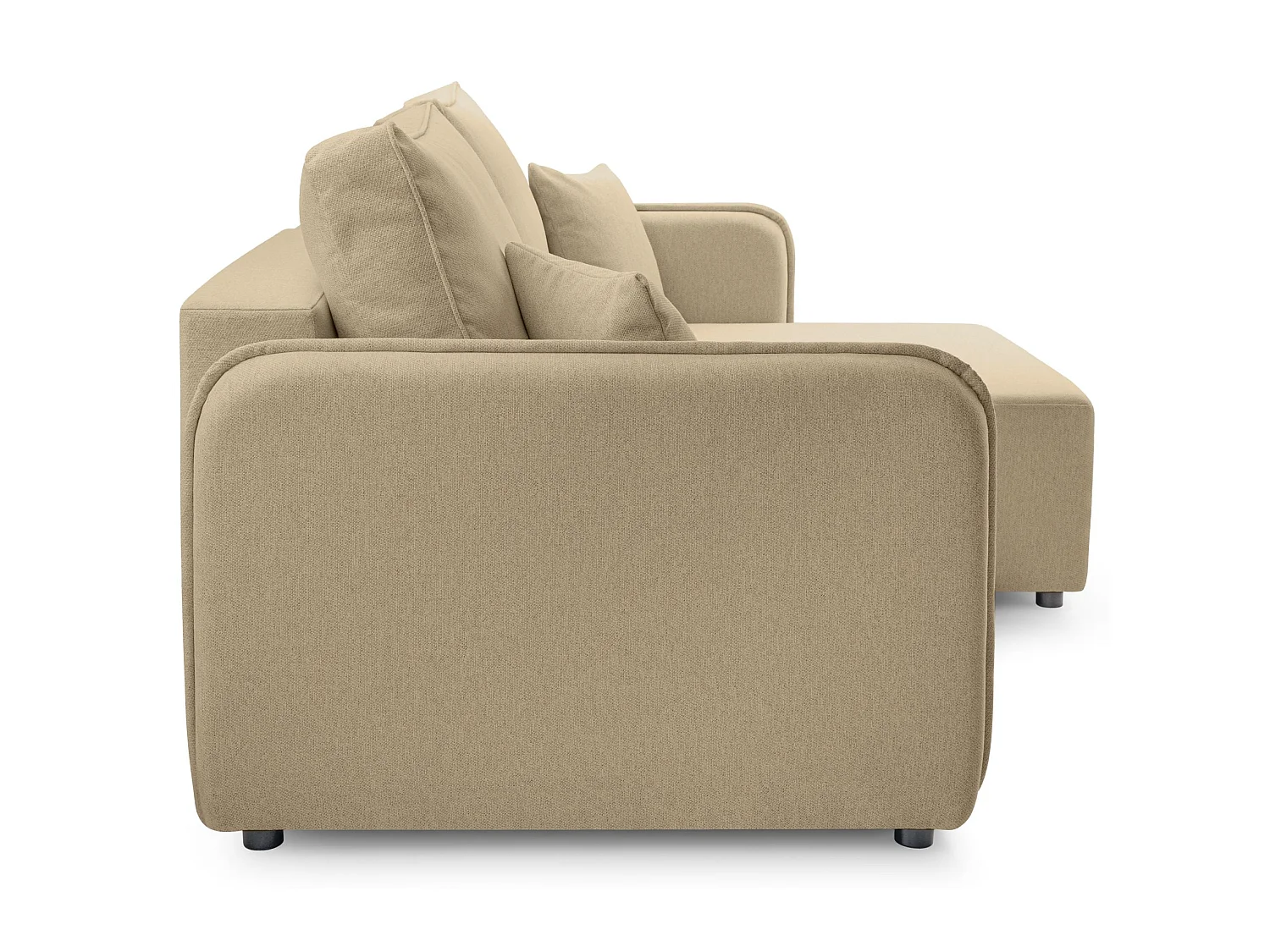 Canapé d'angle convertible 3 places en tissu beige KASSIAN