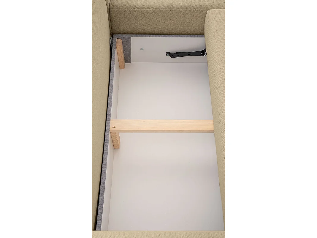 Canapé d'angle convertible 3 places en tissu beige KASSIAN