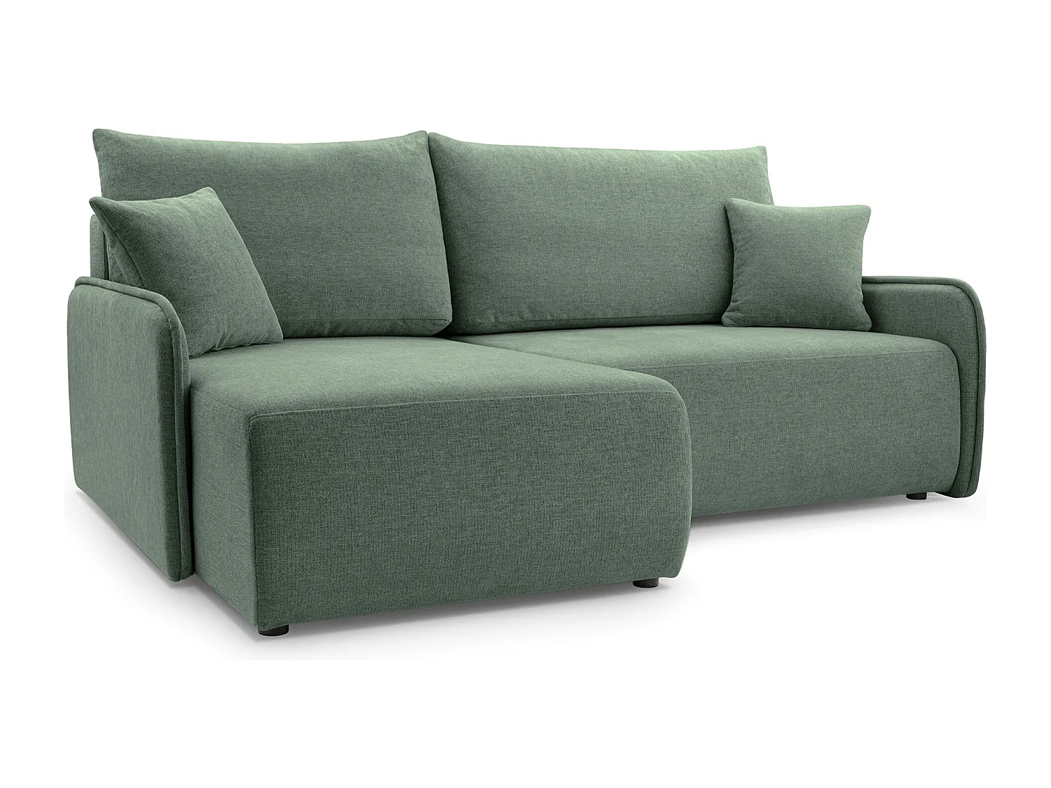 Ecksofa mit Schlaffunktion - Chenille - salbeigrün - links - NETARRO