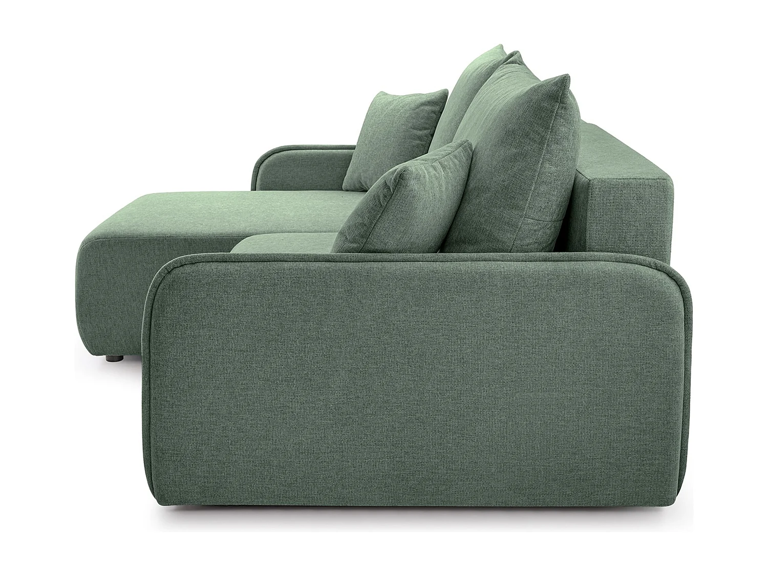 Ecksofa mit Schlaffunktion - Chenille - salbeigrün - links - NETARRO