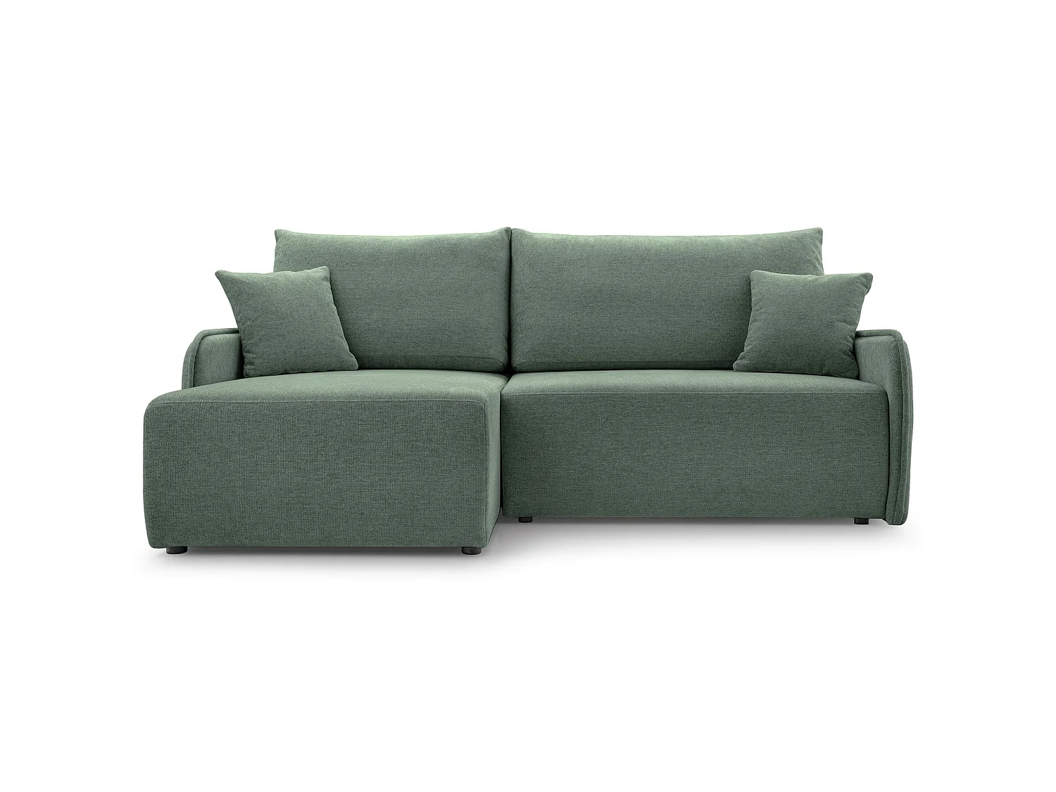 Canapé d'angle convertible 3 places en tissu chenille vert clair