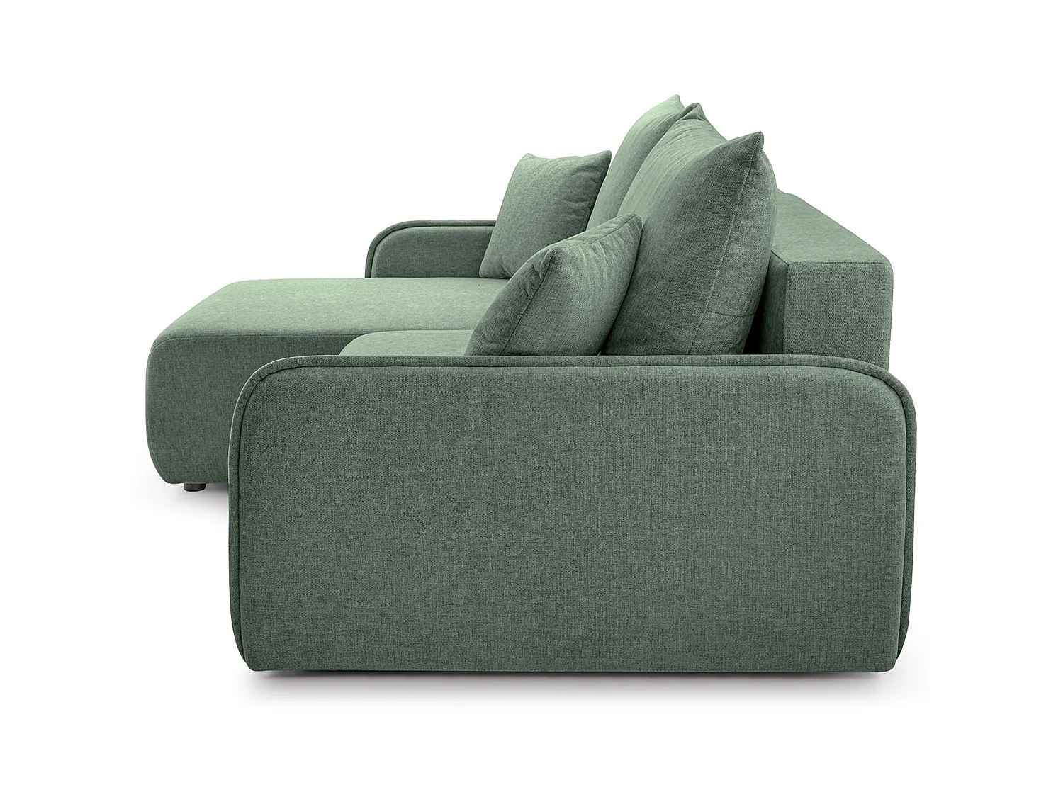 Canapé d'angle convertible 3 places en tissu chenille vert clair