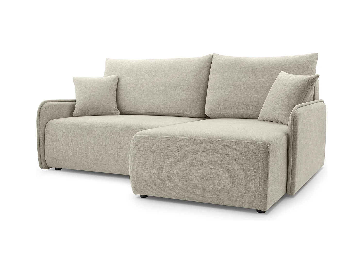 Canapé d'angle convertible – en tissu chenille beige – côté droit – NETARRO