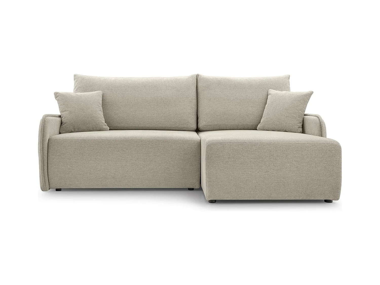 Canapé d'angle convertible – en tissu chenille beige – côté droit – NETARRO