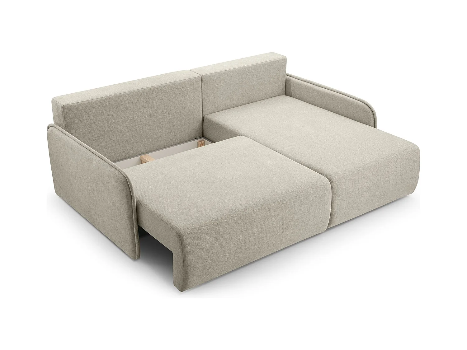 Canapé d'angle convertible – en tissu chenille beige – côté droit – NETARRO