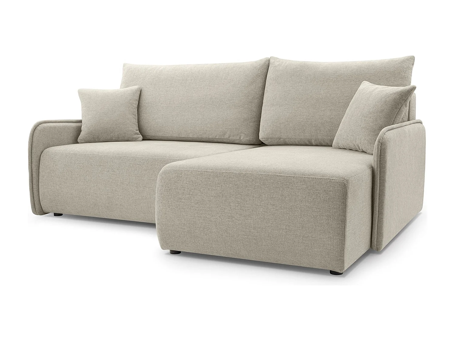 Hoekbank – in beige chenillestof – rechterkant – NETARRO