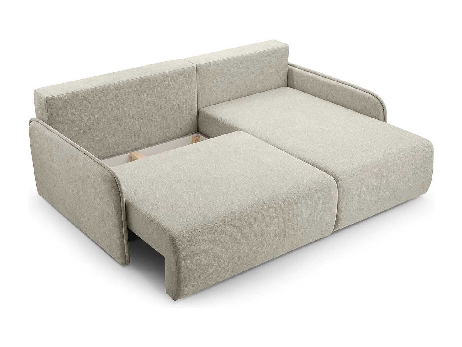 Hoekbank – in beige chenillestof – rechterkant – NETARRO