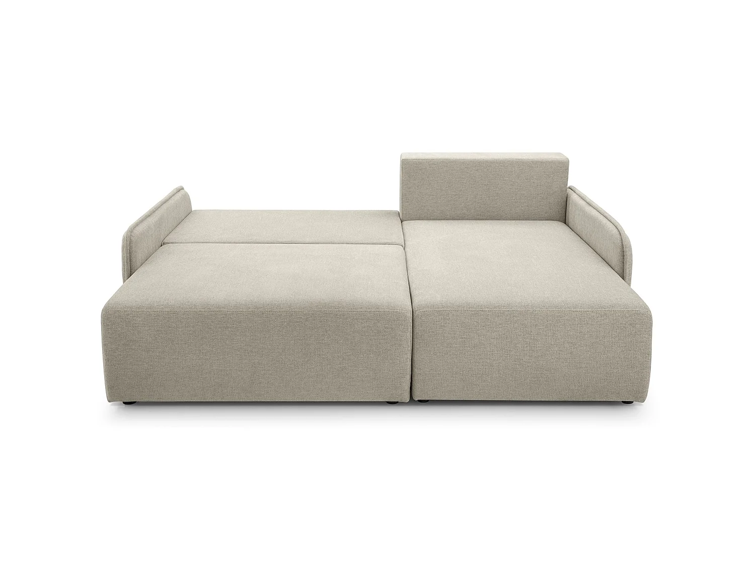 Canapé d'angle convertible 3 places en tissu chenille beige