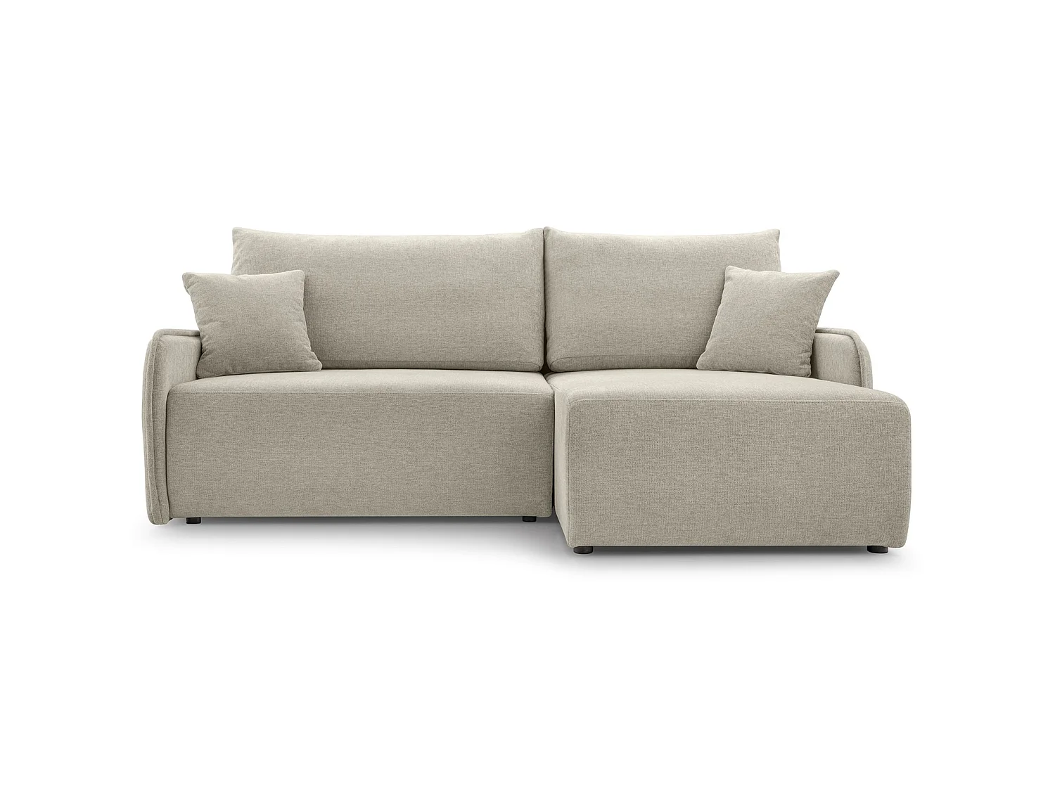 Canapé d'angle convertible 3 places en tissu chenille beige