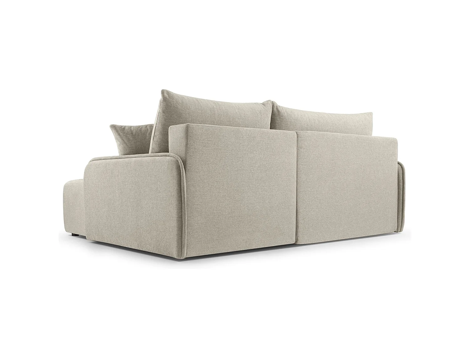 Canapé d'angle convertible 3 places en tissu chenille beige