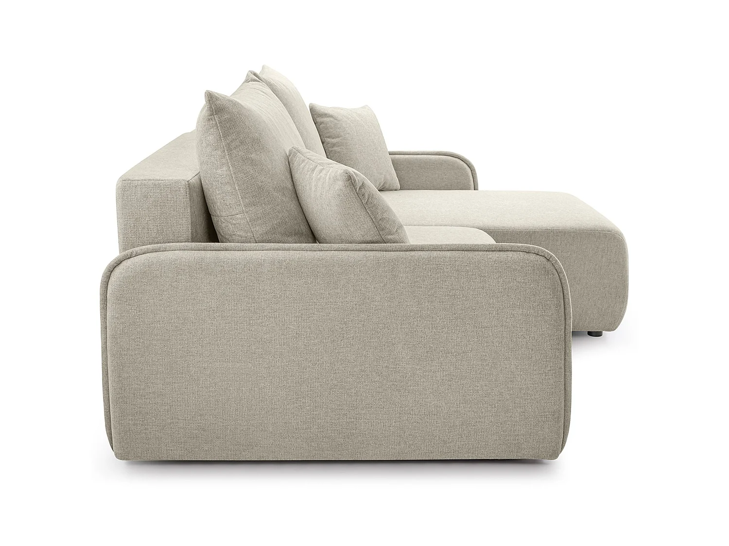 Canapé d'angle convertible 3 places en tissu chenille beige