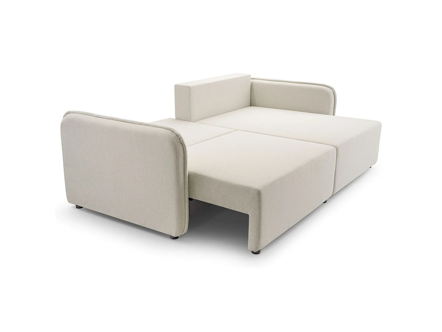Canapé d'angle convertible 3 places en tissu crème KASSIAN