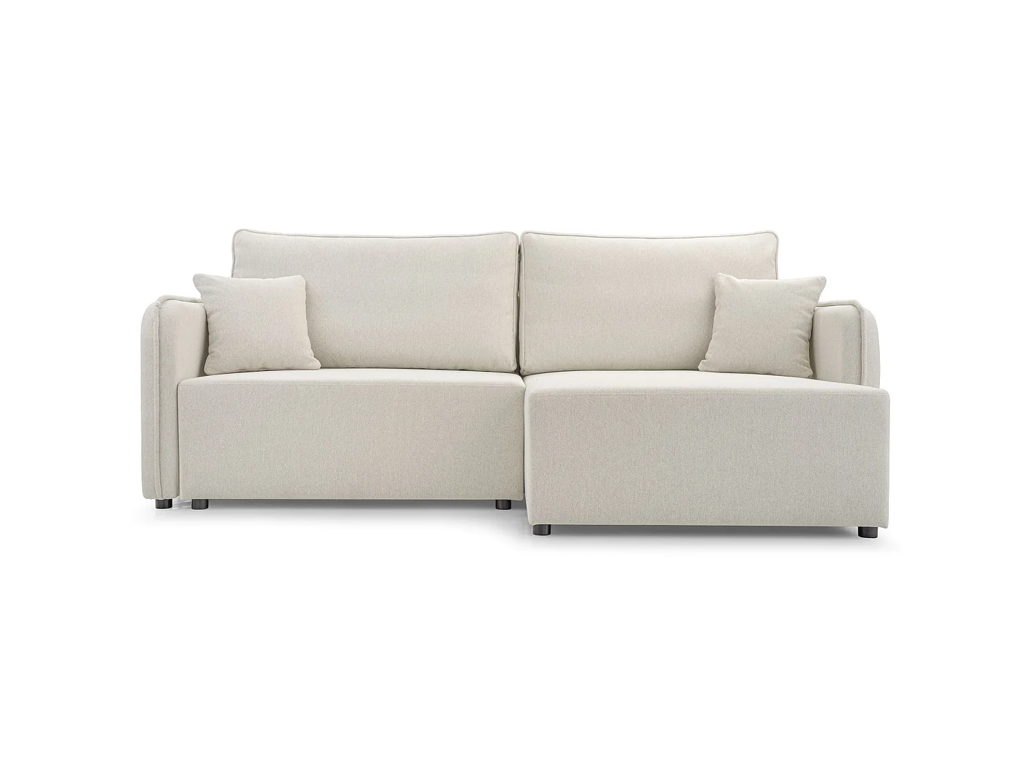 Canapé d'angle convertible 3 places en tissu crème KASSIAN