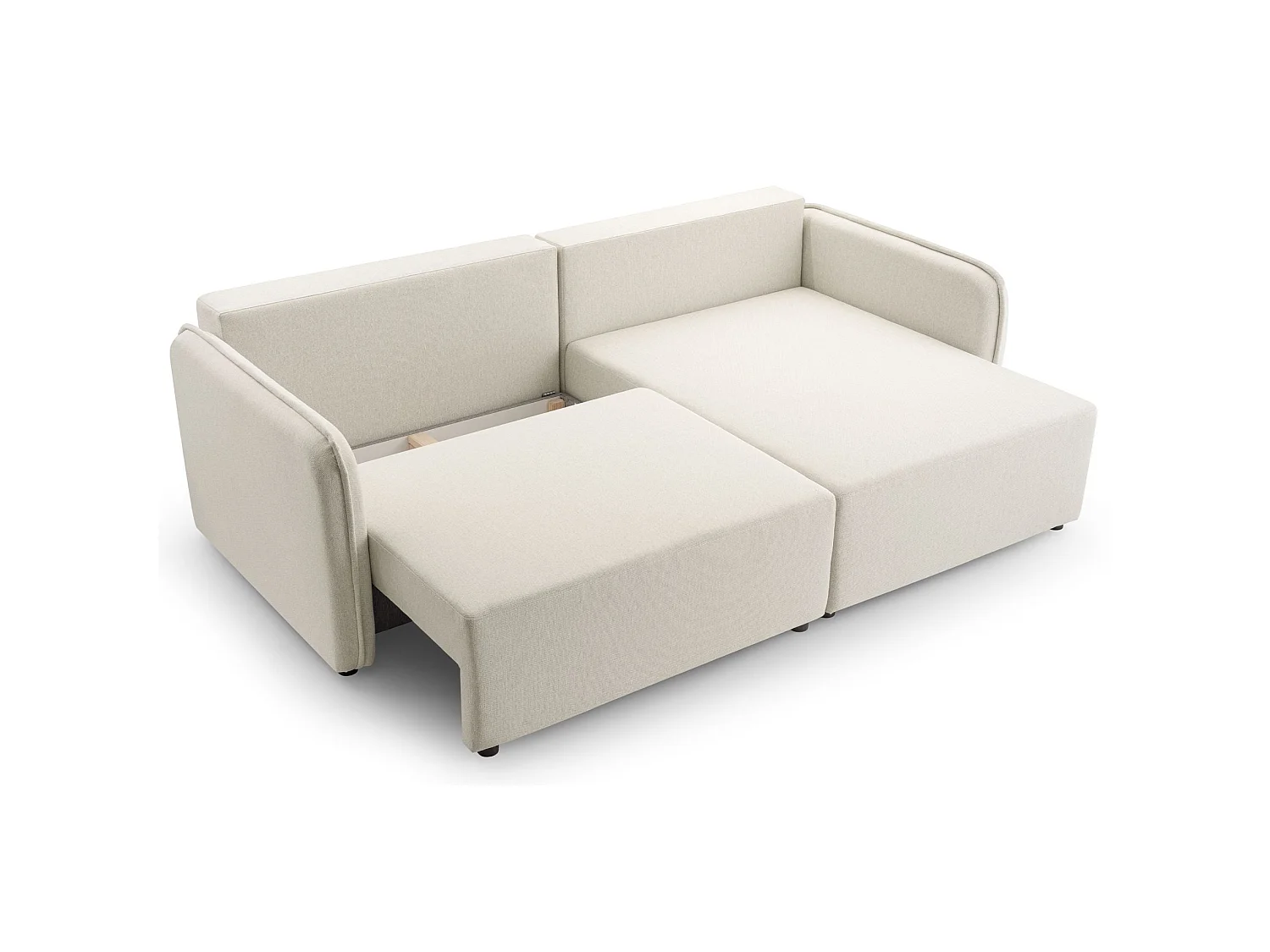 Canapé d'angle convertible 3 places en tissu crème KASSIAN