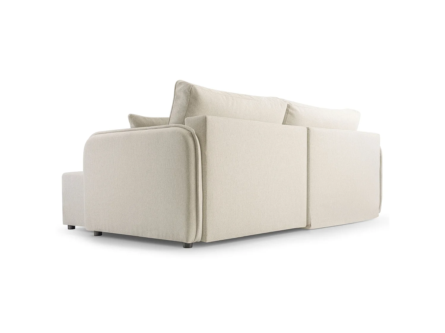 Canapé d'angle convertible 3 places en tissu crème KASSIAN