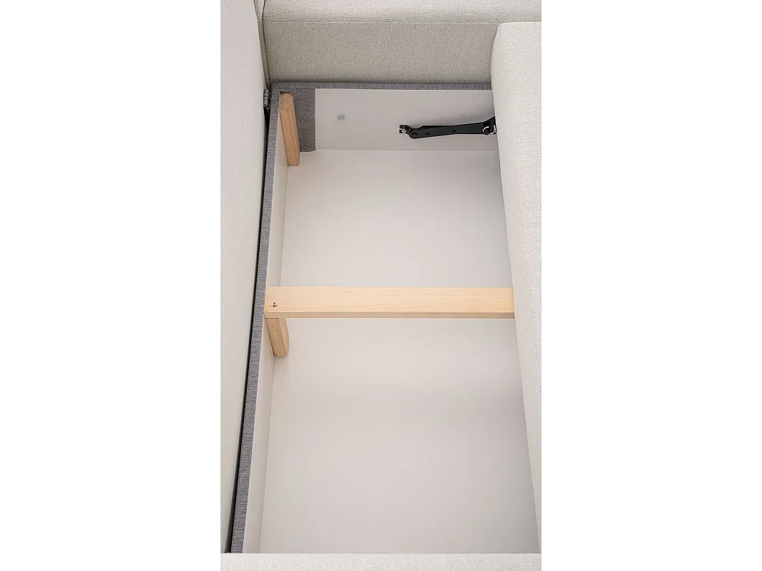 Canapé d'angle convertible 3 places en tissu crème KASSIAN