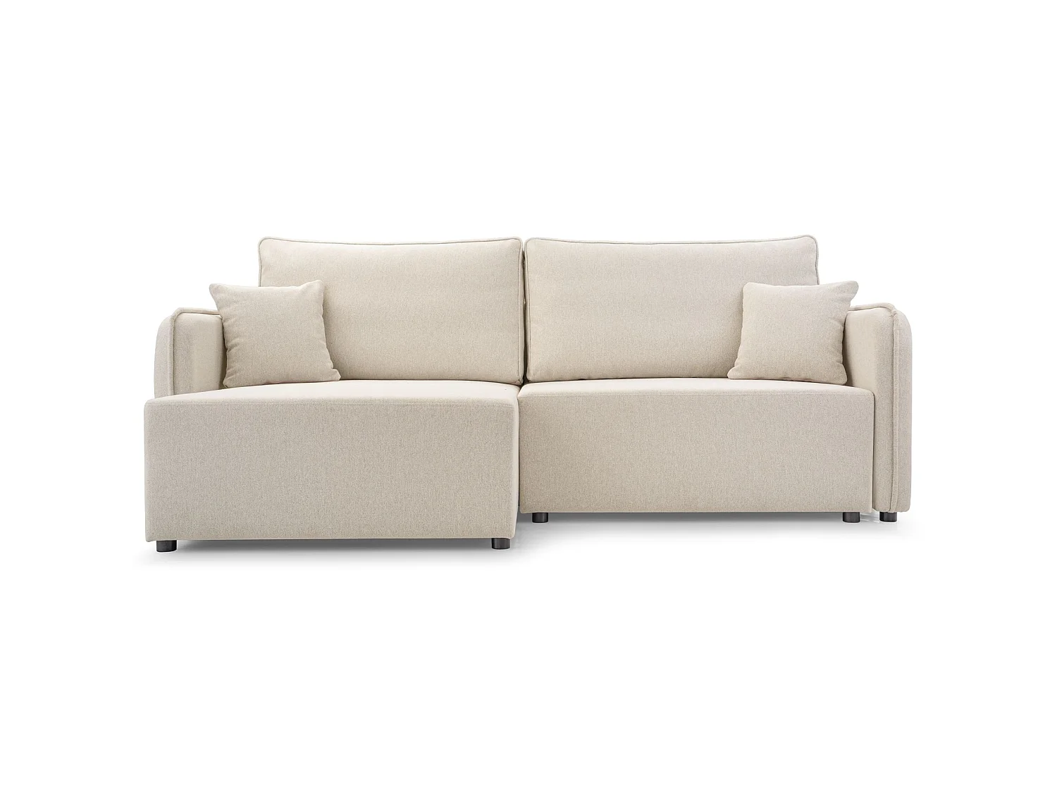Canapé d'angle convertible 3 places en tissu beige KASSIAN