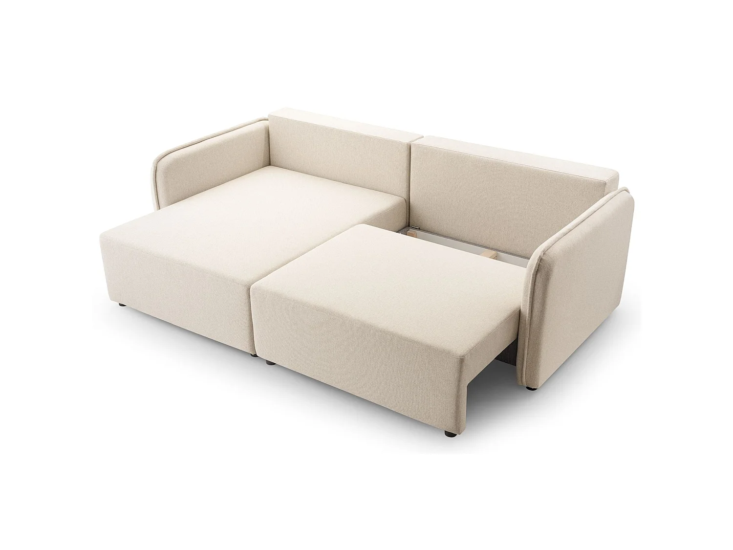Canapé d'angle convertible 3 places en tissu beige KASSIAN