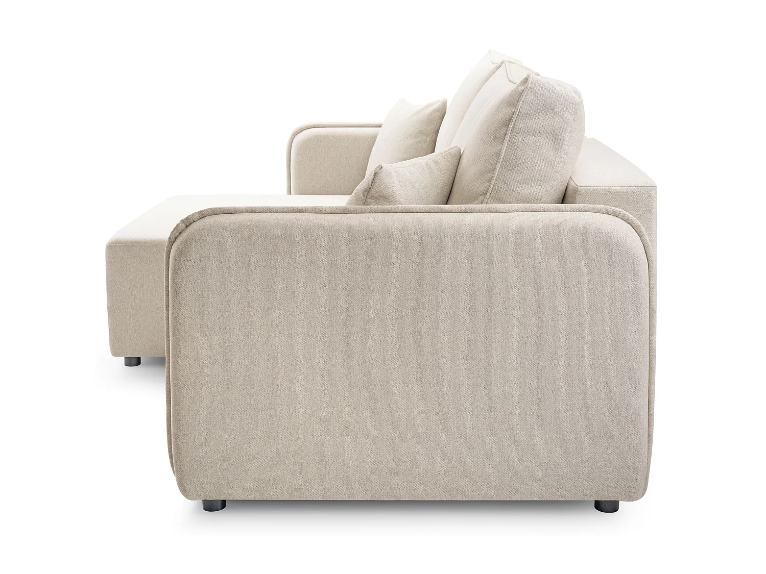 Canapé d'angle convertible 3 places en tissu beige KASSIAN